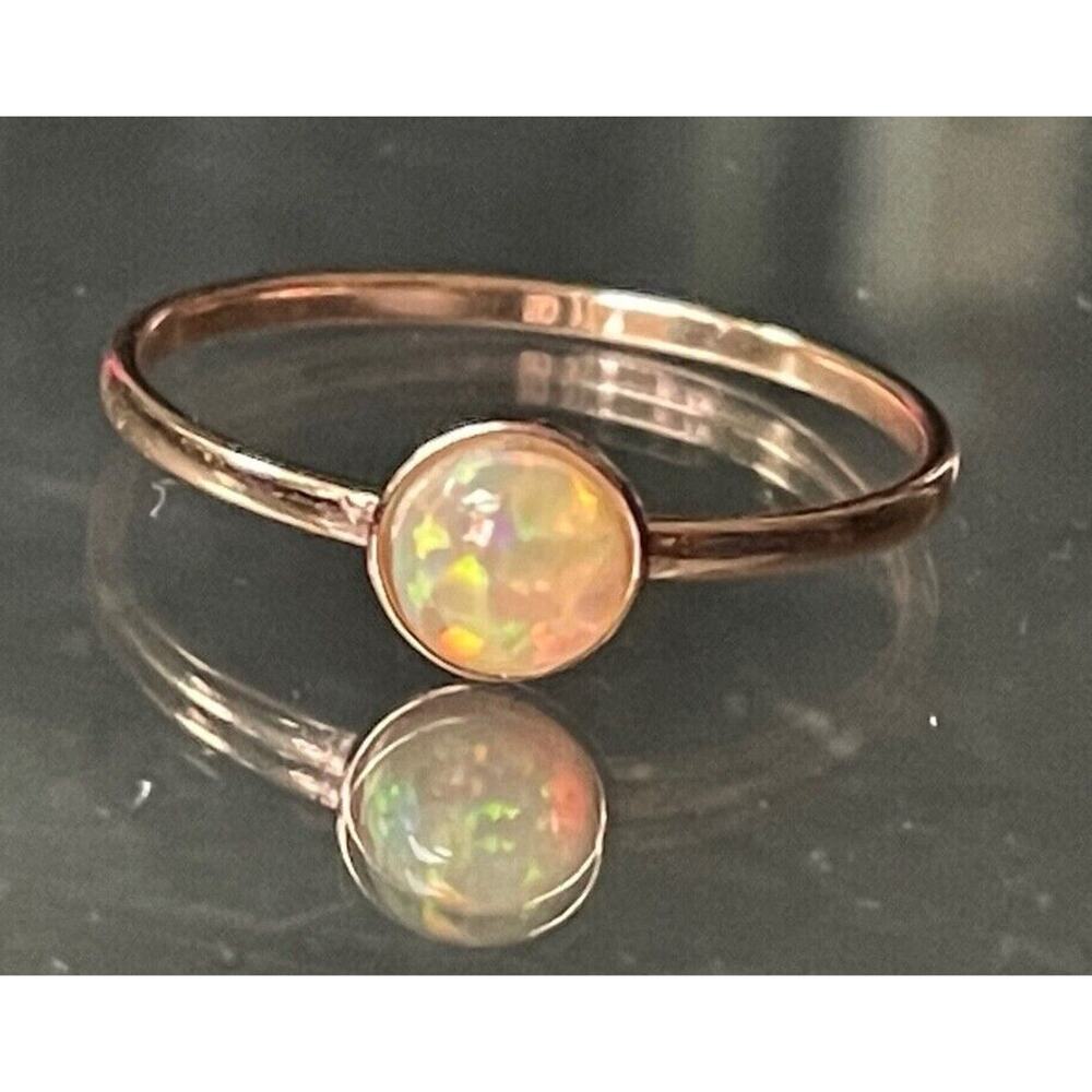 ATI 925 STERLING SILVER ROSE GOLD PLATED FAUX OPAL RING SIZE 8.25 SKY